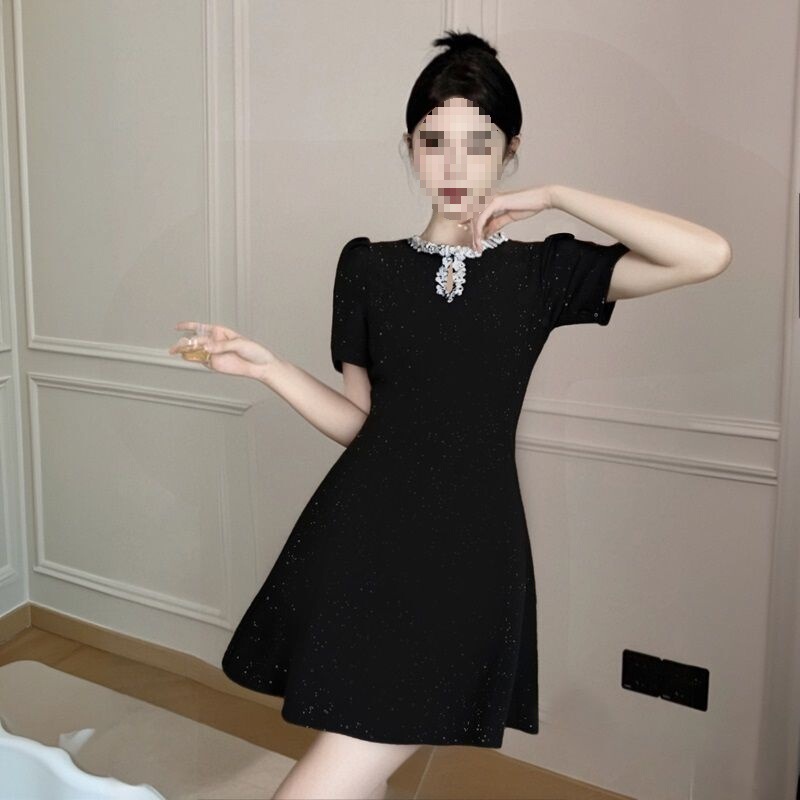Hepburn-Style Dress for Women, Waist-Cinching, Handmade Sequin Birthday Gown, Fitted Short Dress 1606 Hepburn-Style Dress for Women, Waist-Cinching, Handmade Sequin Birthday Gown, Fitted Short Dress 1606