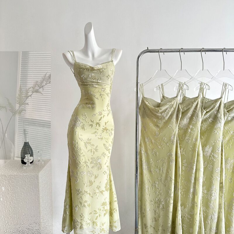 "Xinxing" Dusty Floral Strap Dress 2026 Early Spring New French Style Mesh Long Dress Tube Top Dress "Xinxing" Dusty Floral Strap Dress 2026 Early Spring New French Style Mesh Long Dress Tube Top Dress