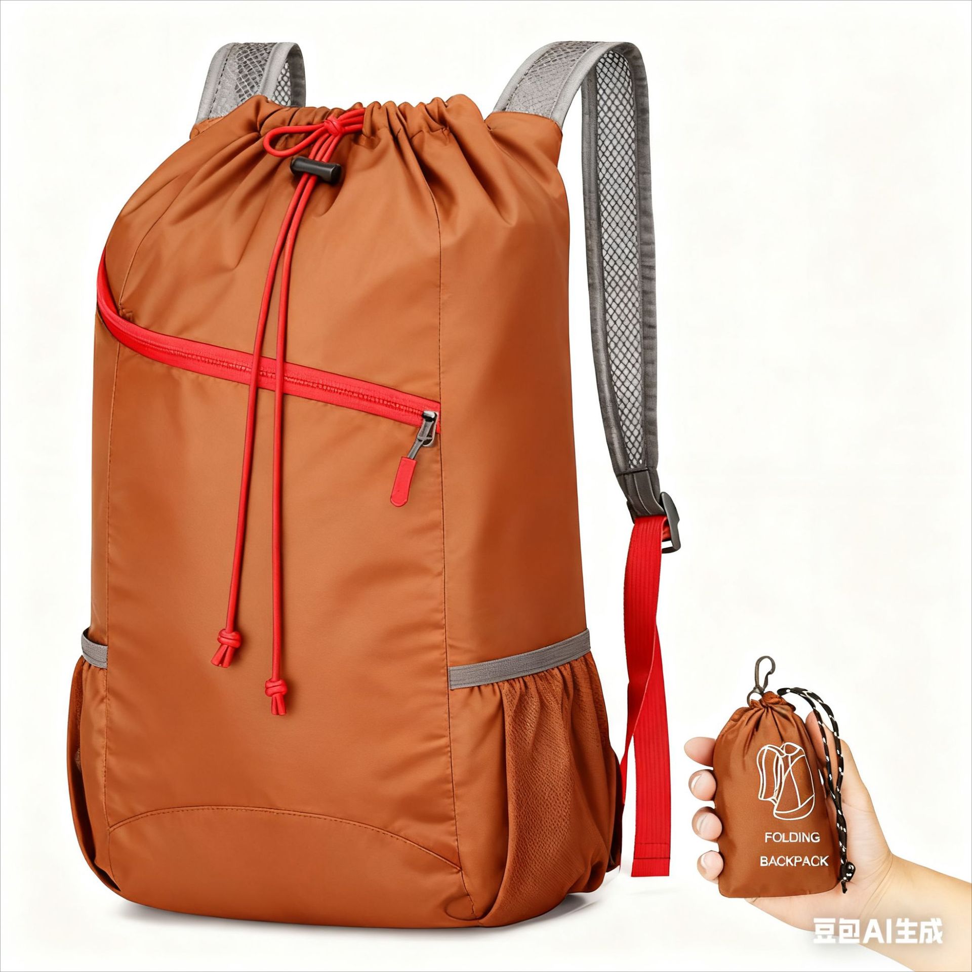 防水拉绳运动背包户外包拉链运动男士骑行拉绳牛津布旅行书包定制