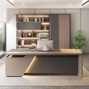 High-End Office Desk Boss Desk Simple Modern High-End General Manager Desk and Chair Combination Desk Office Desk Furniture