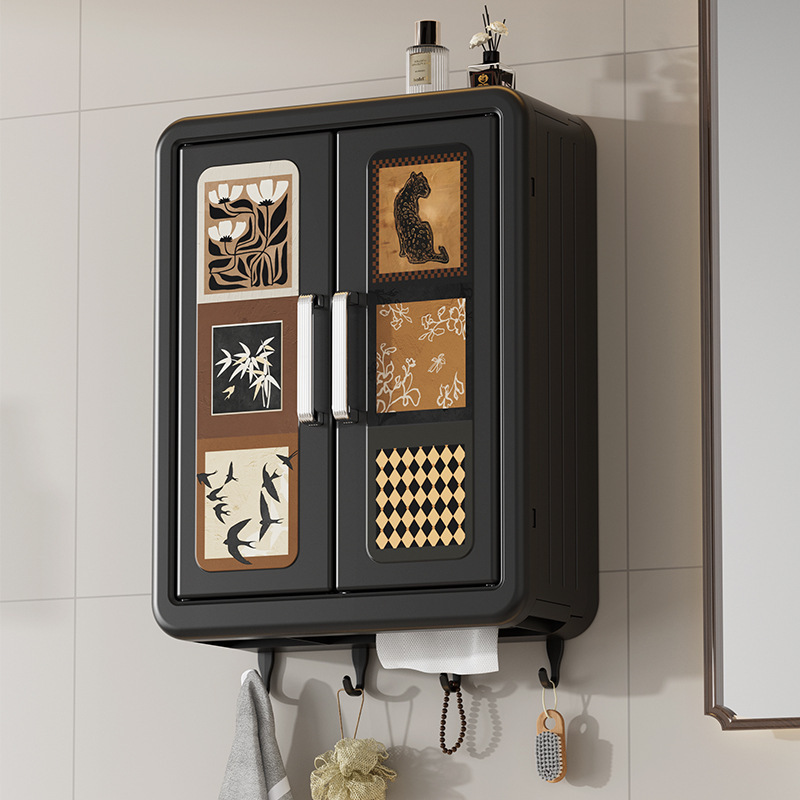 Bathroom Storage Cabinet Wall-Mounted Punch-Free Bathroom Sink Toilet Tissue Box Wall Multi-Functional Storage Rack