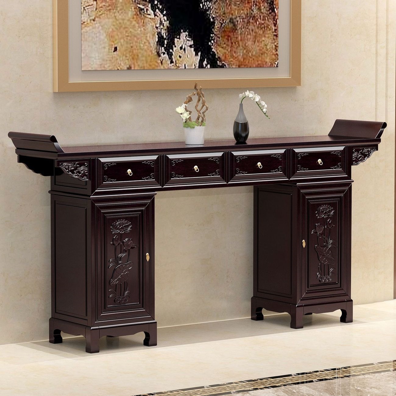 New Chinese-style solid wood offering table, Buddhist altar, rural-style center table for home use, antique-style cabinet for storage, offering table, incense table, and side table