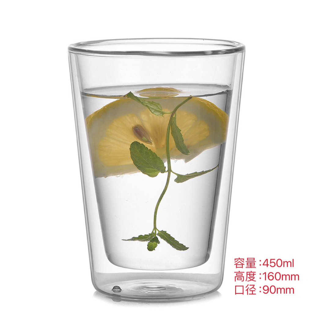Vaso de vidrio de doble capa al por mayor, taza de borosilicato alto, taza de té de vidrio de alta calidad, taza de té verde resistente a altas temperaturas, taza de café para el hogar