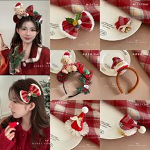 可爱圣诞帽小熊发箍秋冬新款发饰圣诞节蝴蝶结头箍拍照发捆头饰女