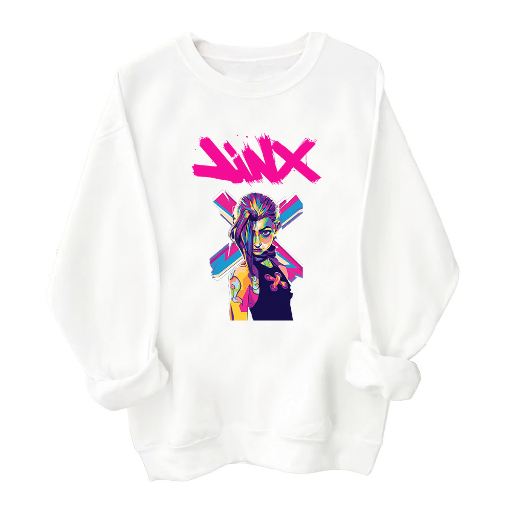 Jinx Arcane Pop Art Sweatshirt Harajuku Round Neck Long Slee