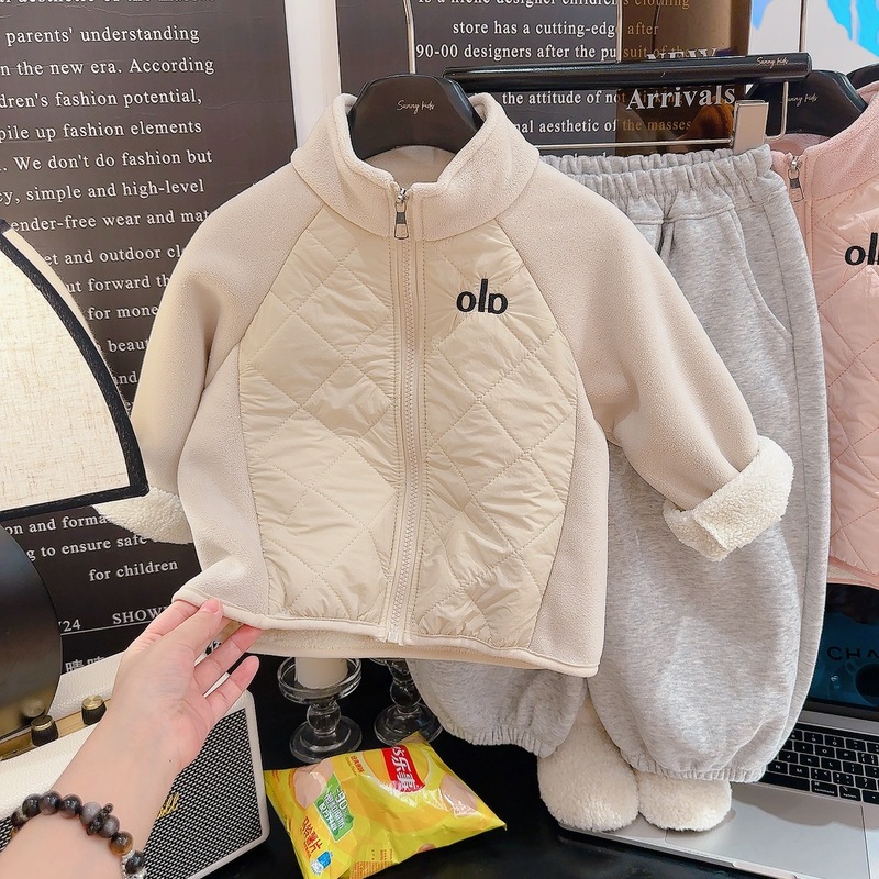加厚儿童韩版olb奥粒绒加绒外套冬季校服神器内穿拉链拼色上衣|undefined