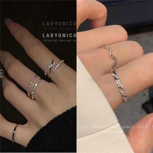 Korean style ins high-end love ring female niche design light luxury versatile cold style open adjustable index finger ring