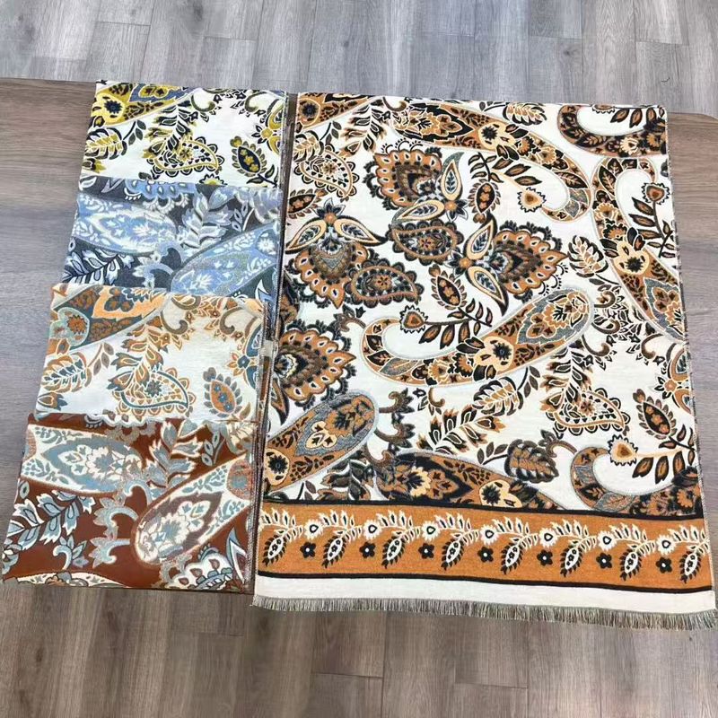 她信跨境秋冬植物印花佩斯纹利花朵图案ins风设计感围巾scarves|undefined