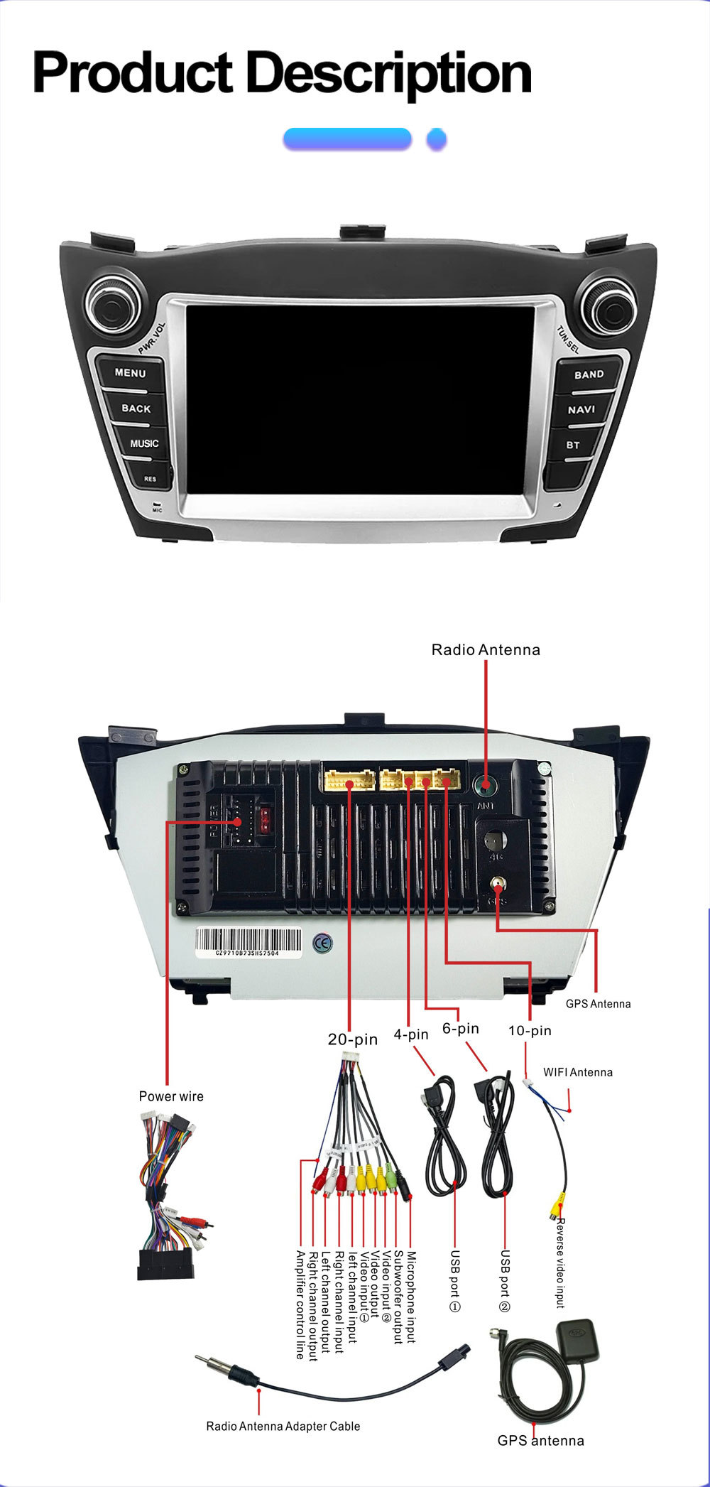 Suitable for 7inch Hyundai Ix35 Android Car Gps High-Definition Screen Mp5 Bluetooth Navigation All-In-One Device Carplay