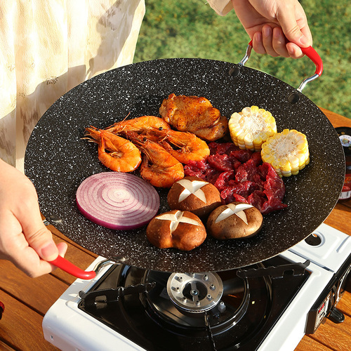 Outdoor camping BBQ plate, porcelain stone non-stick meat plate, Korean iron griddle, camping stove plate