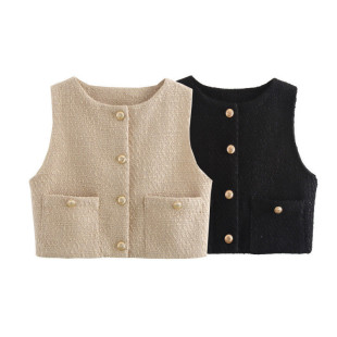 2024 cross-border 2024 autumn Europe and the United States cross-border women's street fashion casual woolen jacket vest 063 912
