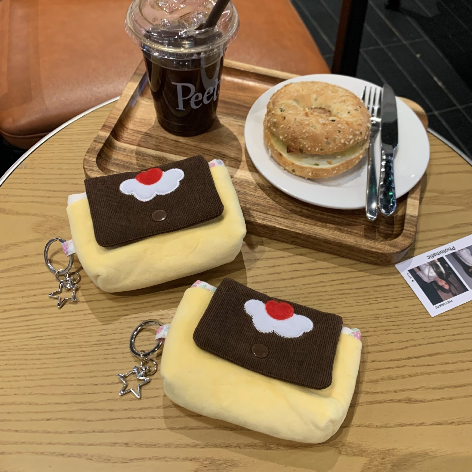 Cute Cherry Pudding Coin Purse Cartoon Mini Plush Portable Small Wallet Multifunctional Storage Card Holder Earphone Bag_maomaolike.com