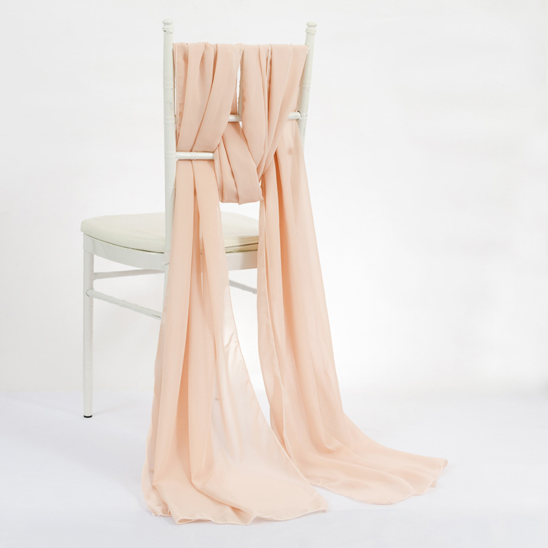 Simple modern Nordic style wedding party banquet chair cover yarn decoration polyester solid color chiffon fabric chair cover