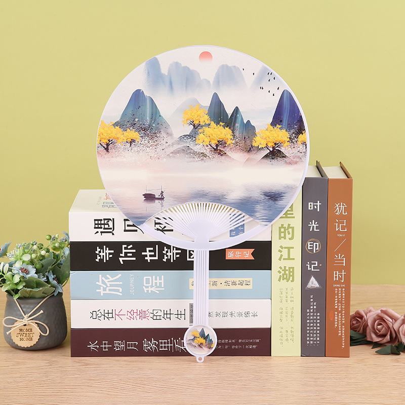 来图定制宣纸团扇子图案logo图片文创diy网红印刷古风扇面广告扇