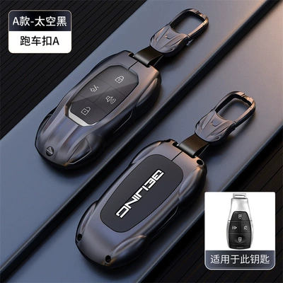 key cover, Car key bag - opp-bag-model-a-smart-4-button-key-shell-sports-car-buckle-a-titanium-black-with-logo