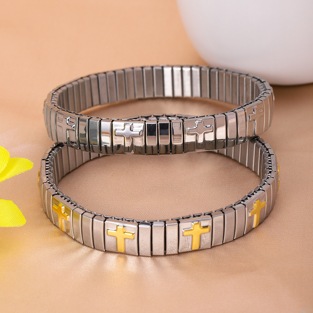 Men's Gender Basic Modern Style Classic Style Geometric Cross 304 Stainless Steel Plating Men's Bracelets Men Cuff & Bangle