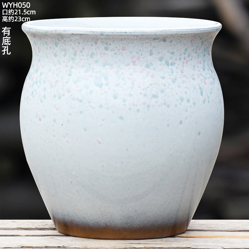 大口径植木鉢、大型家庭用リビングルーム盆栽、金のなる木鉢、通気性のある陶器の植木鉢|undefined