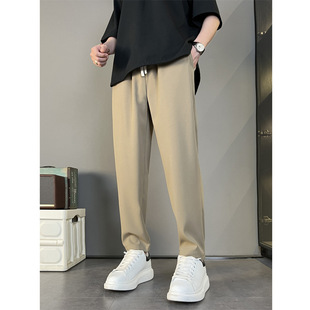 Summer Thin Ice Silk Quick-Dry Drape Men's Anti-Wrinkle Casual Straight-Leg Tapered Versatile Long Pants