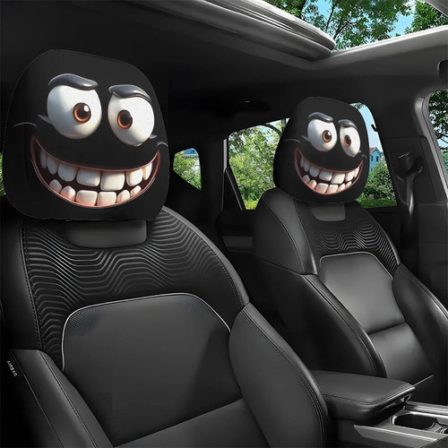 Black Skull Car Print Headrest Cover – Universal, Stretchy, Fun & Quirky Headgear