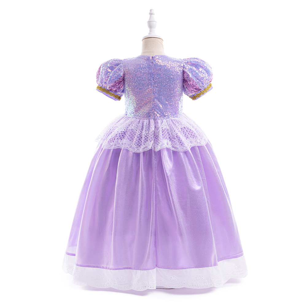 Amazon Cosplay vestido de princesa de pelo largo europeo y americano nuevo vestido de las niñas danza fiesta rendimiento ropa