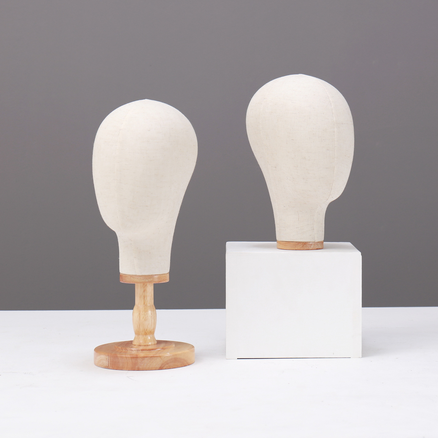 头模特包麻布模特头帽子假发饰品展示头模配实木底座头饰展示