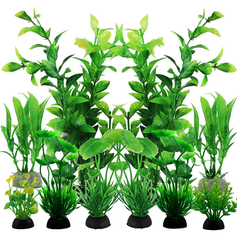 10-piece set of fish tank landscaping full set of artificial water grass decoration suit aquarium plastic fake seaweed lazy man set