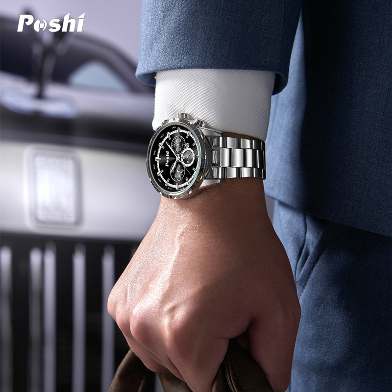 POSHI hombres de negocios reloj impermeable moda casual reloj de cuarzo calendario luminoso coreano reloj de hombre