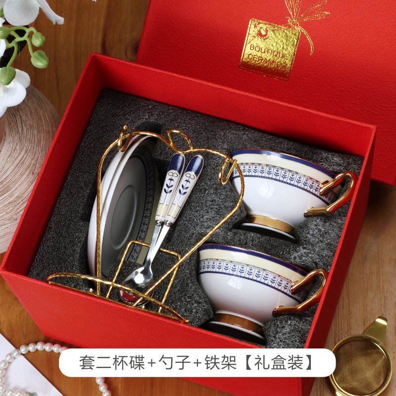 Tazas de café europeas de alta calidad, lujo ligero, sensación de alta calidad, set de té de la tarde, tazas de cerámica y platos