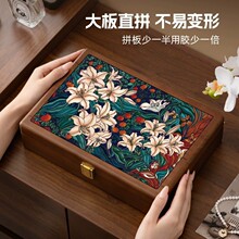 新款中古风高级感实木带锁首饰盒项链耳钉手镯黄金珠宝饰品收纳箱