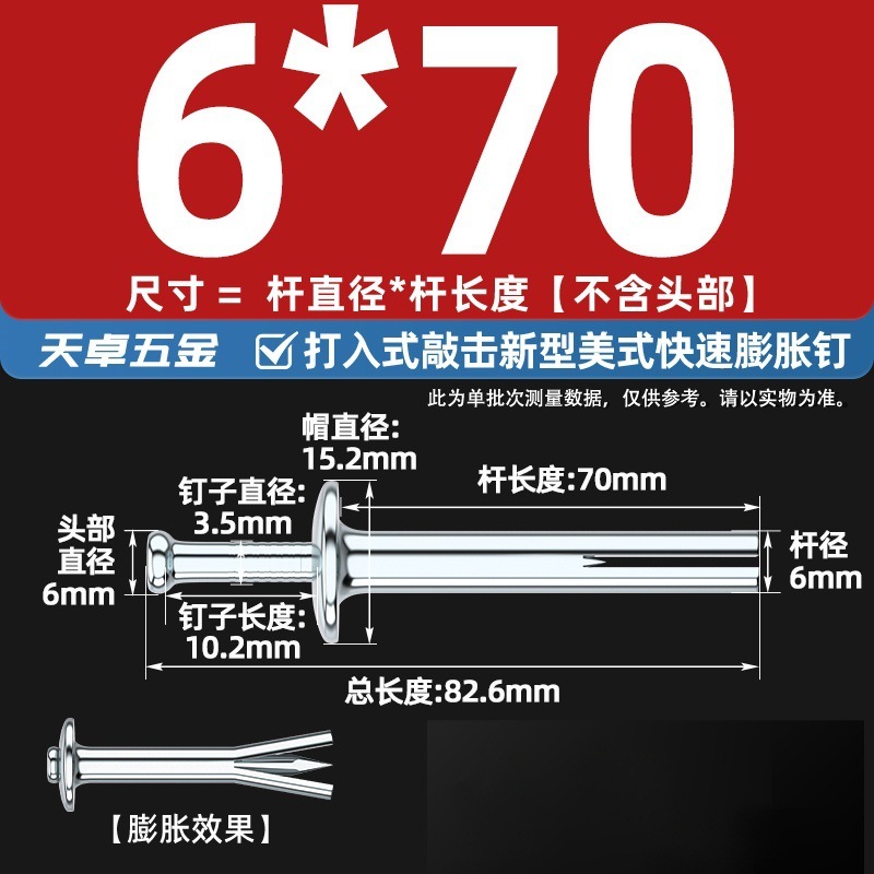 膨胀螺丝打入式敲击快速钉美式大头爆炸螺栓固定专用内膨胀钉大全|undefined