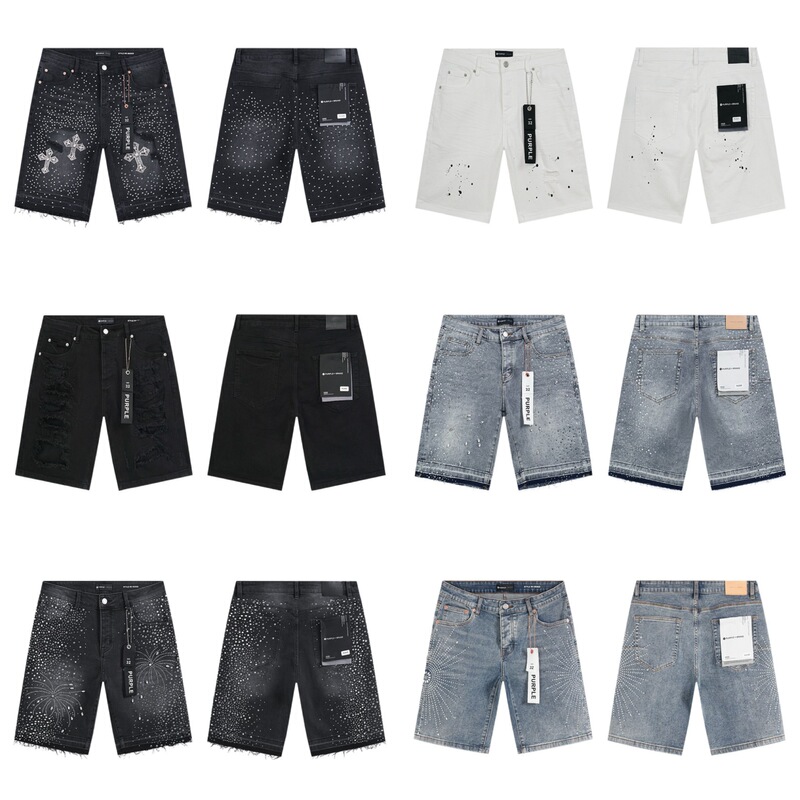 Cross-Border Trendy Brand Purple Brand Jeans European and American Style High Street Loose Versatile Denim Shorts for Men and Women Cross-Border Trendy Brand Purple Brand Jeans European and American Style High Street Loose Versatile Denim Shorts for Men and Women
