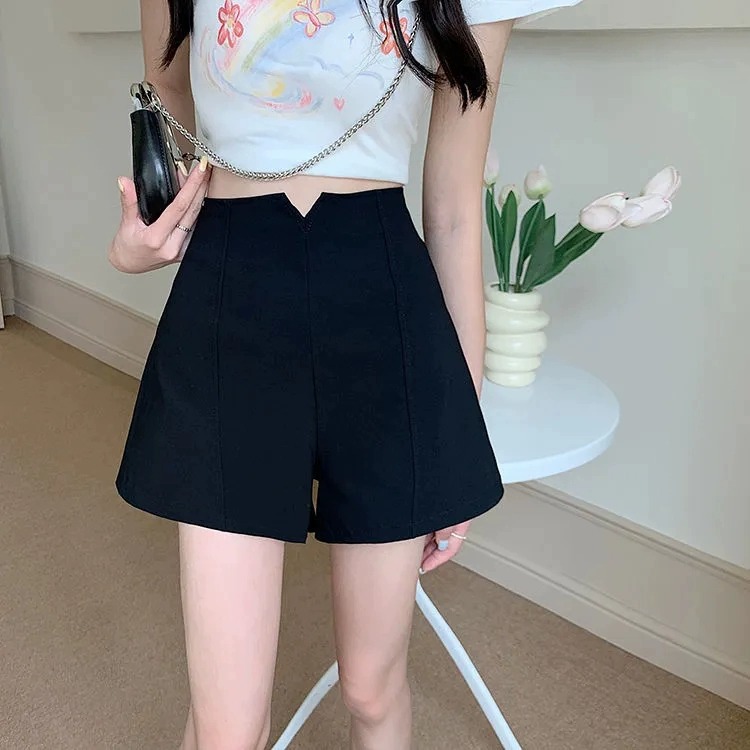 Solid Color High-Waisted Loose Sports Casual Shorts for Women 2025 Summer New Versatile Slimming Leg-Enhancing Hot Pants