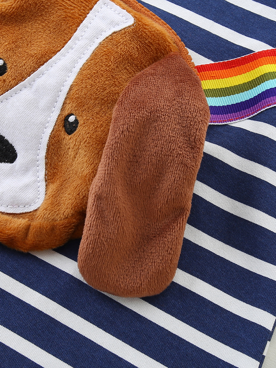 Otoño nuevo estilo vestido de niña parche de moda de estilo europeo y americano vestido de princesa para niños pequeños y medianos cuello redondo a rayas falda de manga larga para niños