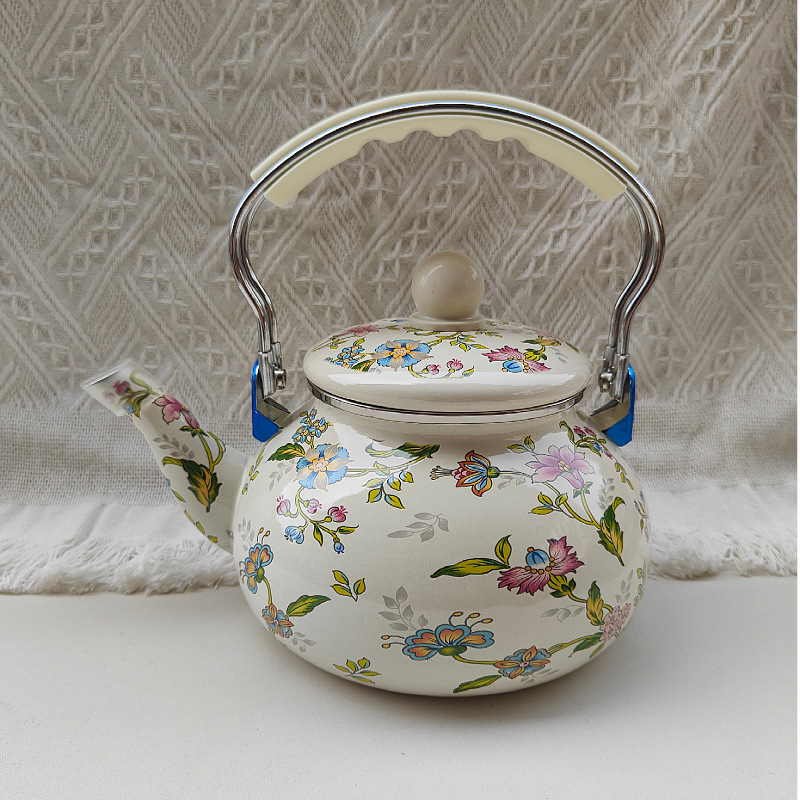 Esmalte de esmalte olla de agua hervida fría tetera coreana nostálgico retro inducción cocina hervidor Gas inducción Cocina