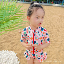 2025新款儿童游泳衣女童夏中大童防晒连体泳装洋气女孩宝宝游泳衣