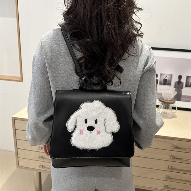 Bolsos para perros de peluche de alto nivel de estilo extranjero, bolsas para mujeres, nueva moda, mochila universitaria popular