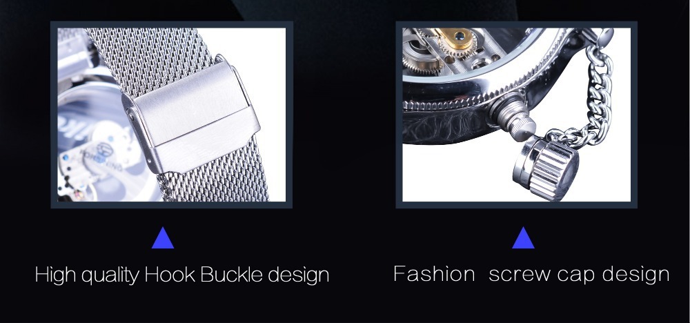 Forsining Men's Transparent One Machine Mechanical Watch Automatic Mesh Belt Hollow Stainless Steel Waterproof Watch_voghion.com