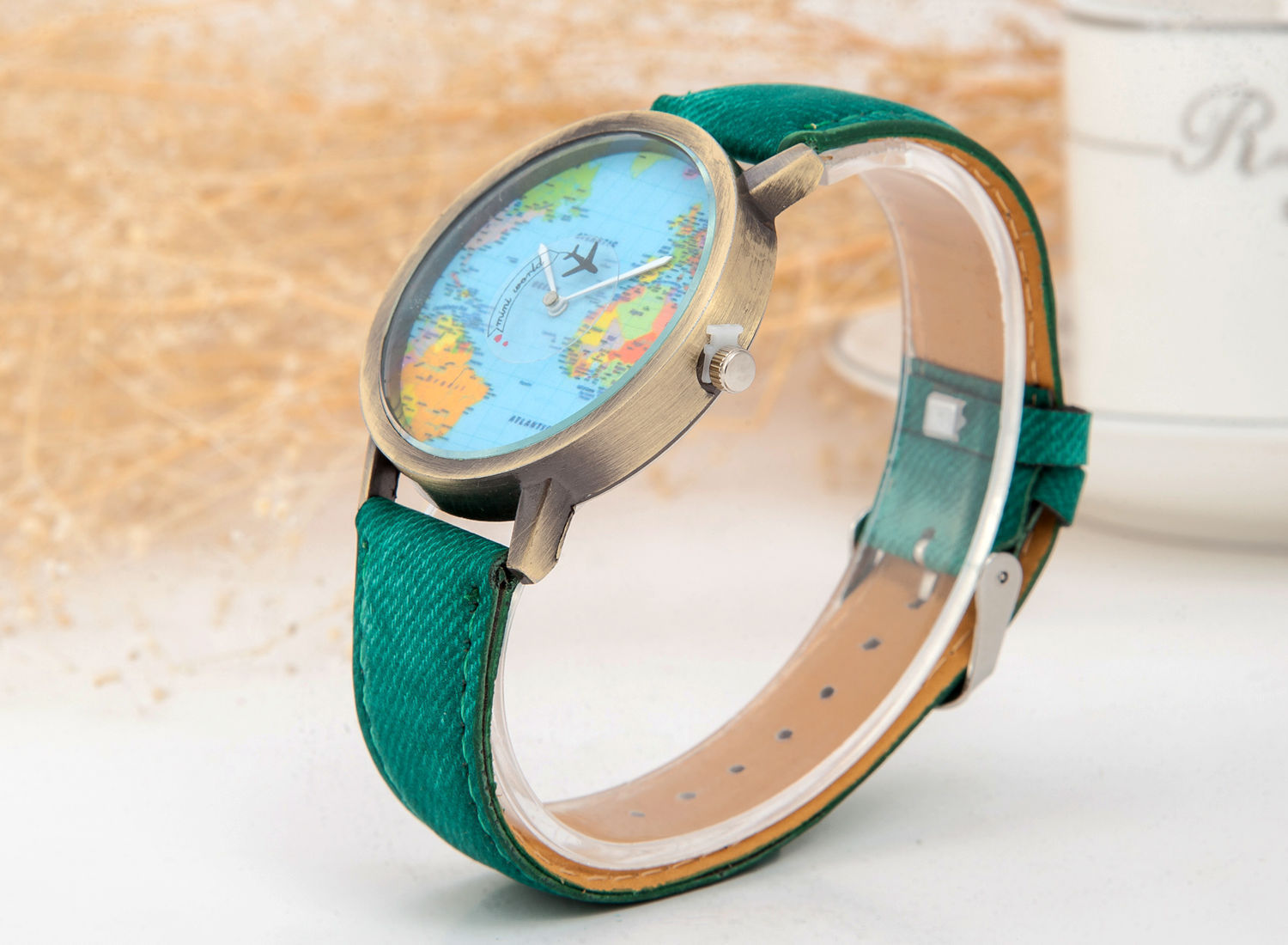Hot selling circling the earth, cowboy belt watch, antique copper aircraft map belt, men's and women's watch_voghion.com