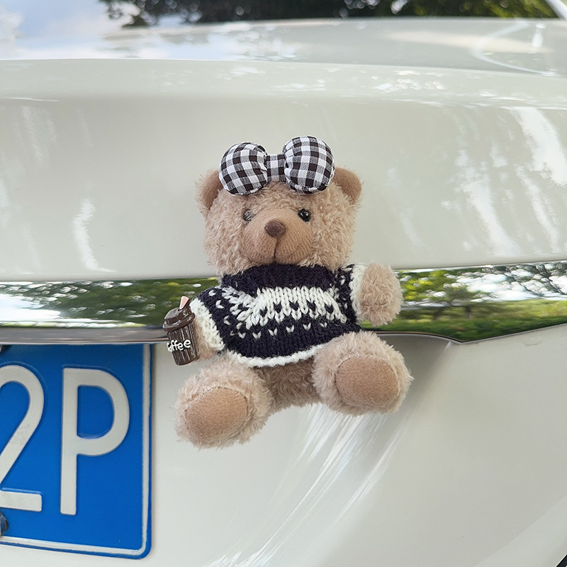Colgante de cola de automóvil lindo peluche oso muñeca muñeca baúl de automóvil decoración de decoración de motocicleta eléctrica