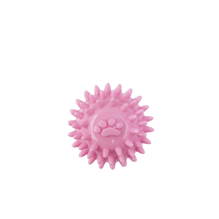 Nuevo juguete para perros TPR mascota molar juguete interactivo Limpieza de dientes saludables huellas resistentes a mordeduras Bola de espina en stock al por mayor