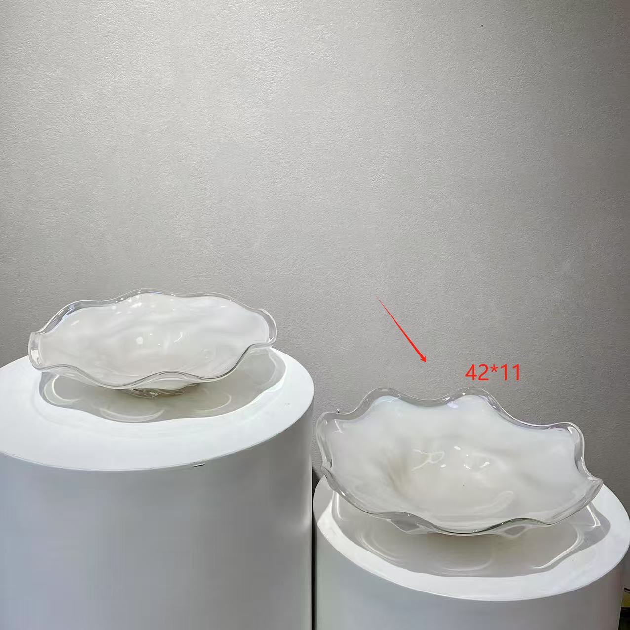 라이스 포슬린 컬러 물결 모양의 과일 접시 대형