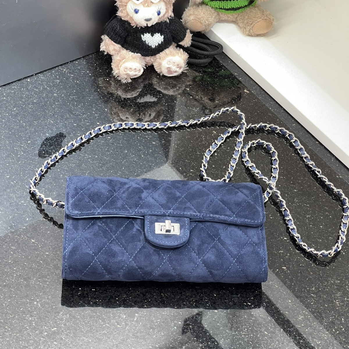 정품 가죽 프로스트 다이아몬드 샤넬 스타일 작은 가방 체인 메일러 컬러 올 매치 크로스 바디 백 코인 지갑 트렌디 클러치 백