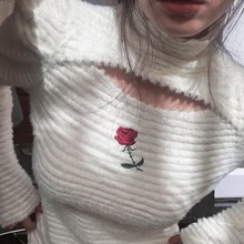 撩人野玫瑰设计感小众针织打底衫女复古高领内搭上衣冬多色保暖女