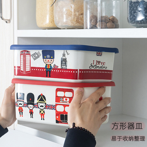 J7IB批发肥龙保鲜盒大号密封冰箱厨房长方形搪瓷收纳盒烘焙冰碗耐