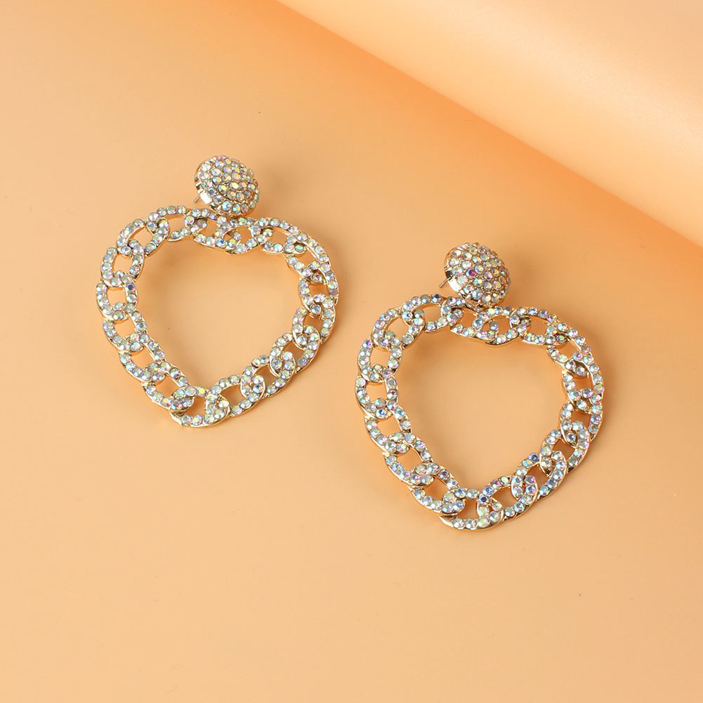 Retro Alloy Diamond Heart-shaped Chain Earrings display picture 4