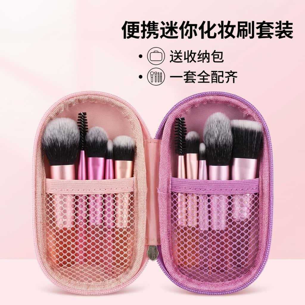 Cross-border 10-piece mini makeup brush set with crystal handles, portable travel style, includes loose powder brush, contour brush, and blush brush