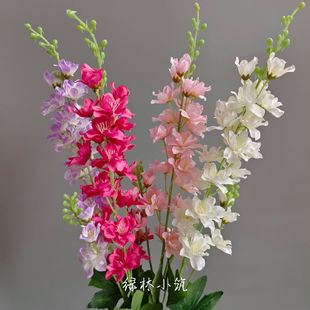 Factory Direct Sales Two-Pronged Delphinium Artificial Hyacinth Single Wedding Scene Arrangement Flower Arrangement High-Branch Floral Materials