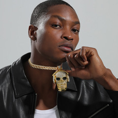 Enormous exaggerated skull pendant with full diamond Hip-Hop Cuban chain Luxury Pedant ghost head cross-border jewelry