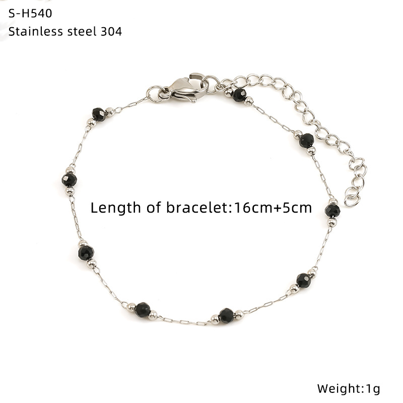 Cross-border titanium steel glass beads pearl bracelet sweet crystal natural stone color jewelry personality high-grade stainless steel_voghion.com