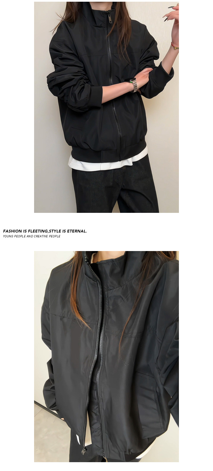Men's Bomber Baseball Jacket Stand Collar Flight Denim Coat_voghion.com